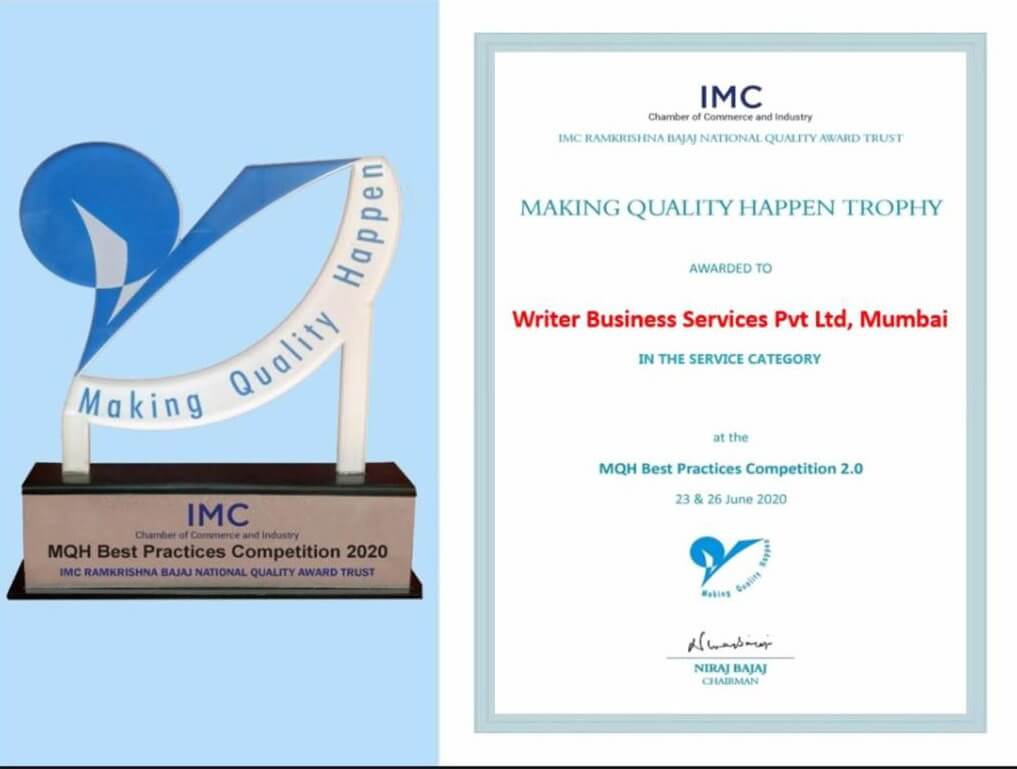 IMC RBNQA Award - Our innovative Assisted Sales Competency business model has won the IMC RBNQA Best Practices Competition 2020, which once again reiterates the continuous pursuit of excellence at Writer.